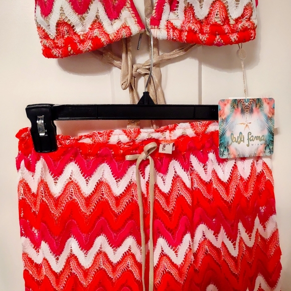 NWOT Luli Fama 3 Piece Triangle Halter Top + Bikini bottom + Pant Set - Picture 8 of 11